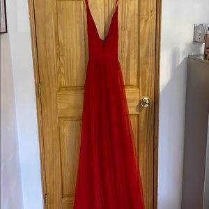 Long red gown